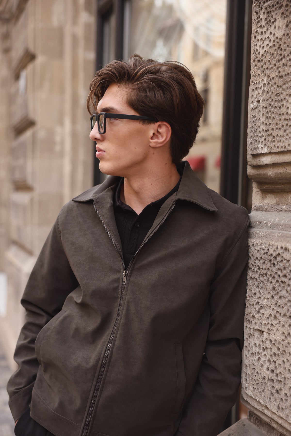 Brown Suede Zip-Up Jacket