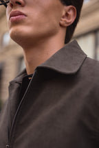 Brown Suede Zip-Up Jacket