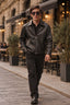 Black Leather Zip-Up Jacket