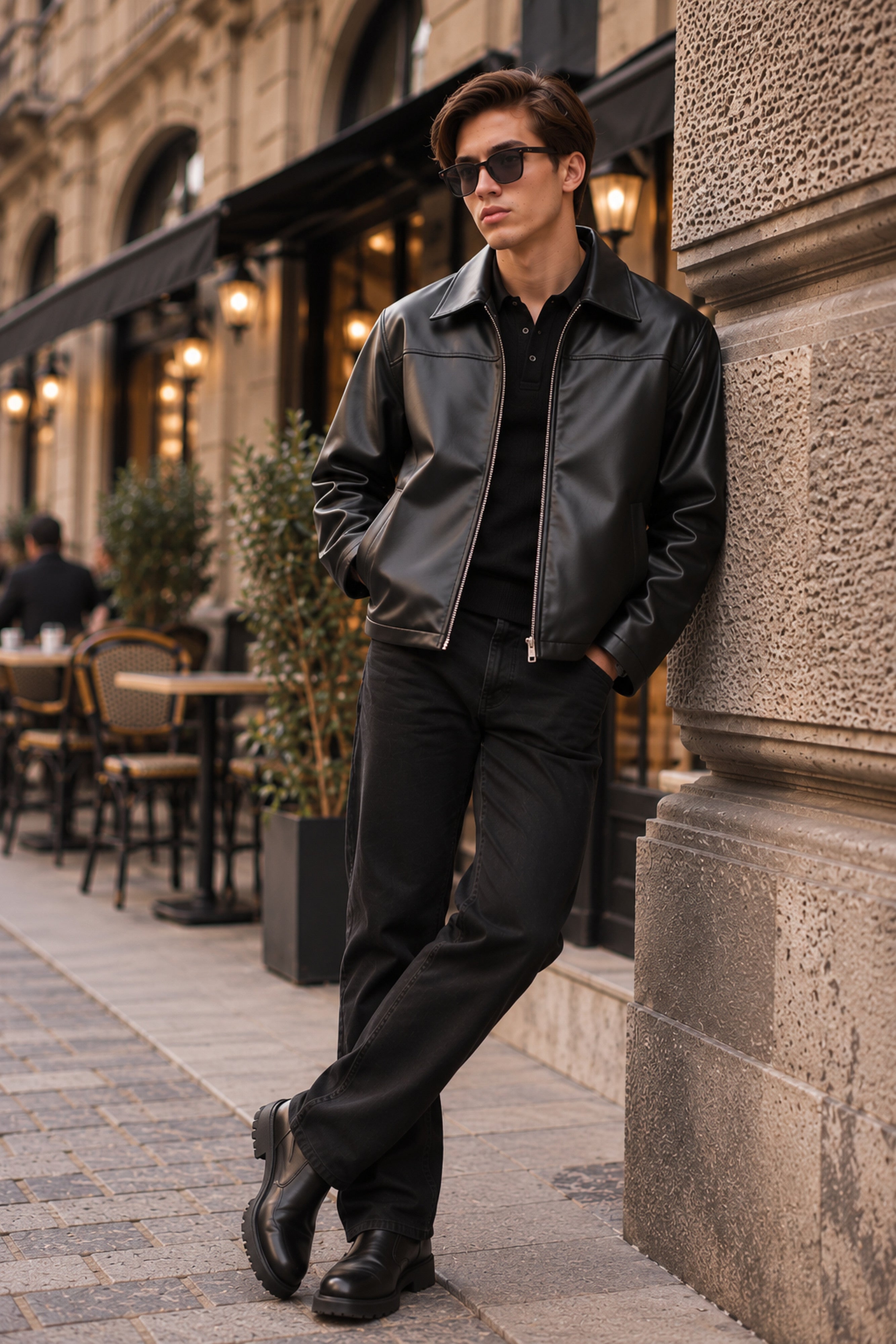 Black Leather Zip-Up Jacket Secondary image