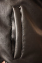 Black Leather Zip-Up Jacket