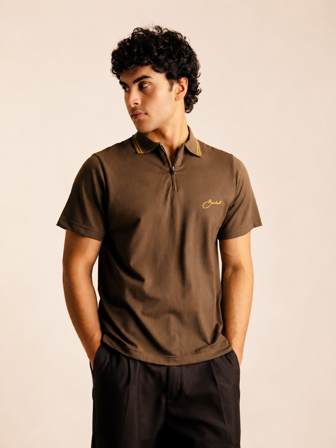 Malibu Nights Printed Polo Shirt - Brown Main image
