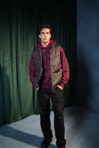 Sleeveless Puffer Jacket With Heat Impact Panels - Brackets