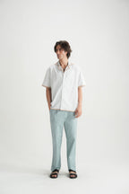 Aqua Blue Linen Chino