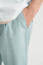 Aqua Blue Linen Chino