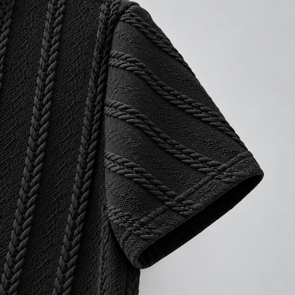 Black Self-Textured Polo