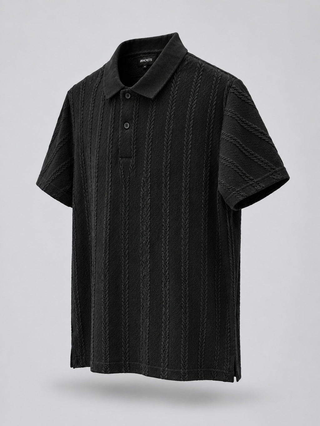 Black Self-Textured Polo