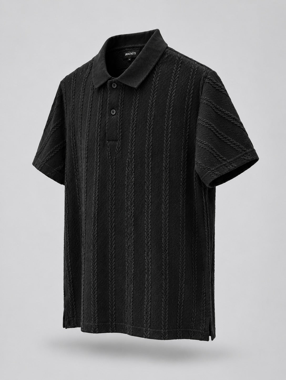 Black Self-Textured Polo