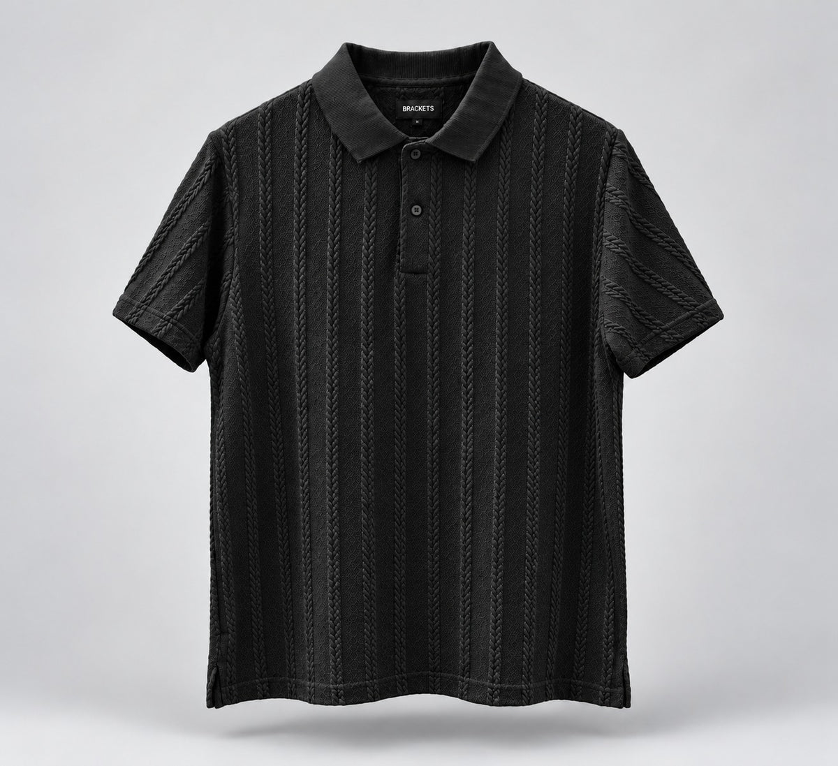 Black Self-Textured Polo