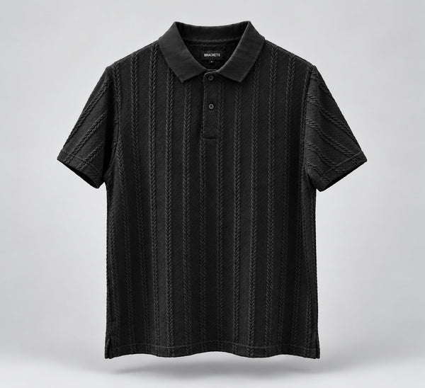Black Self-Textured Polo