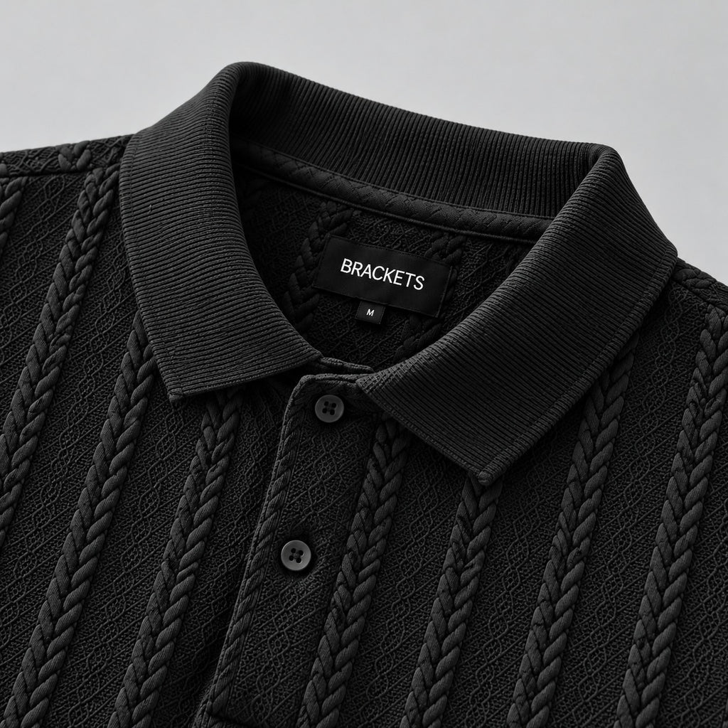 Black Self-Textured Polo