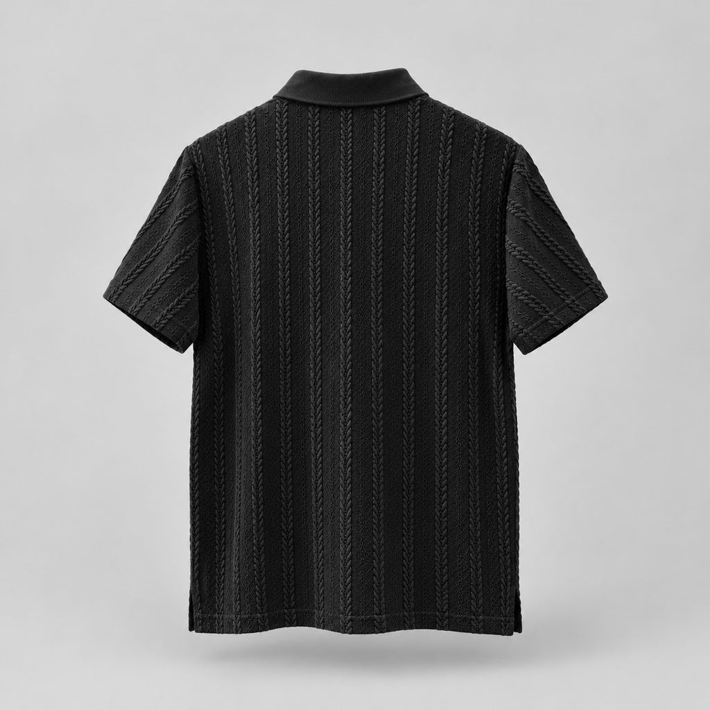 Black Self-Textured Polo