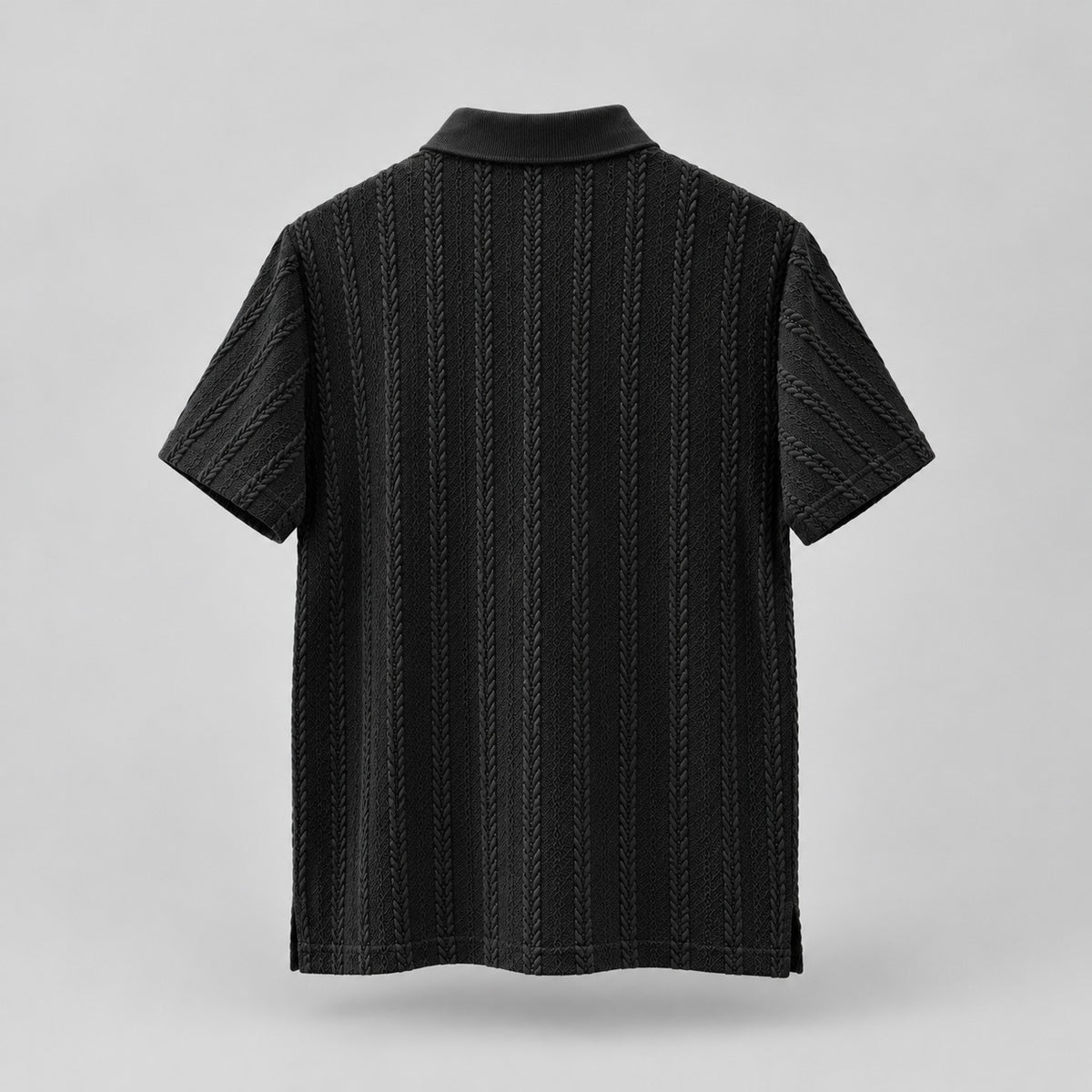 Black Self-Textured Polo