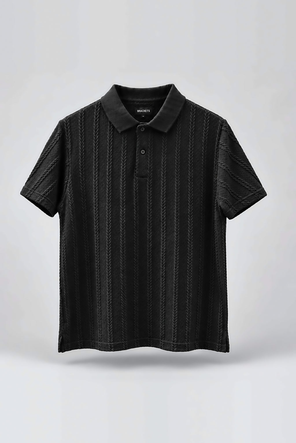 Black Self-Textured Polo