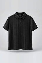Black Self-Textured Polo
