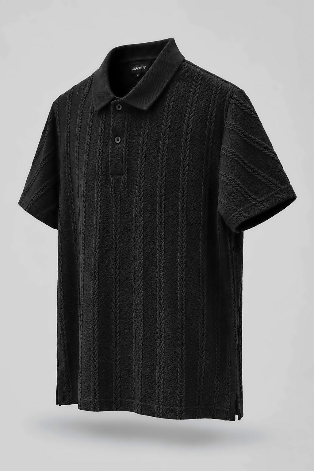 Black Self-Textured Polo