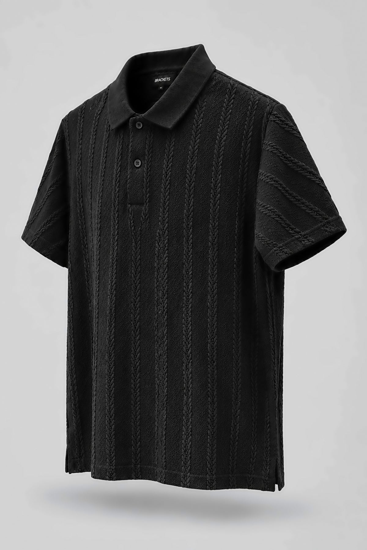 Black Self-Textured Polo
