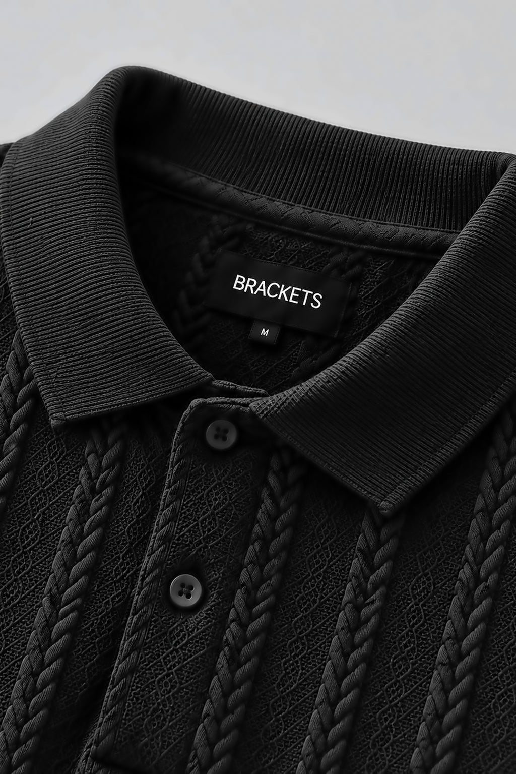 Black Self-Textured Polo