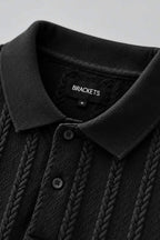 Black Self-Textured Polo