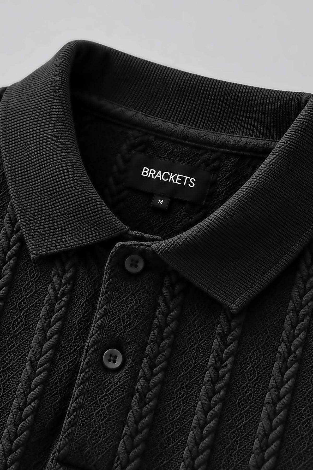 Black Self-Textured Polo