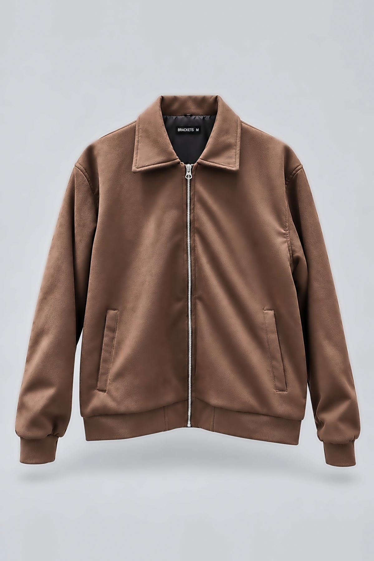 Dark Brown Suede Bomber Jacket Main image