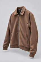 Dark Brown Suede Bomber Jacket