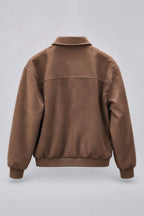 Dark Brown Suede Bomber Jacket