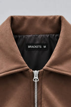 Dark Brown Suede Bomber Jacket