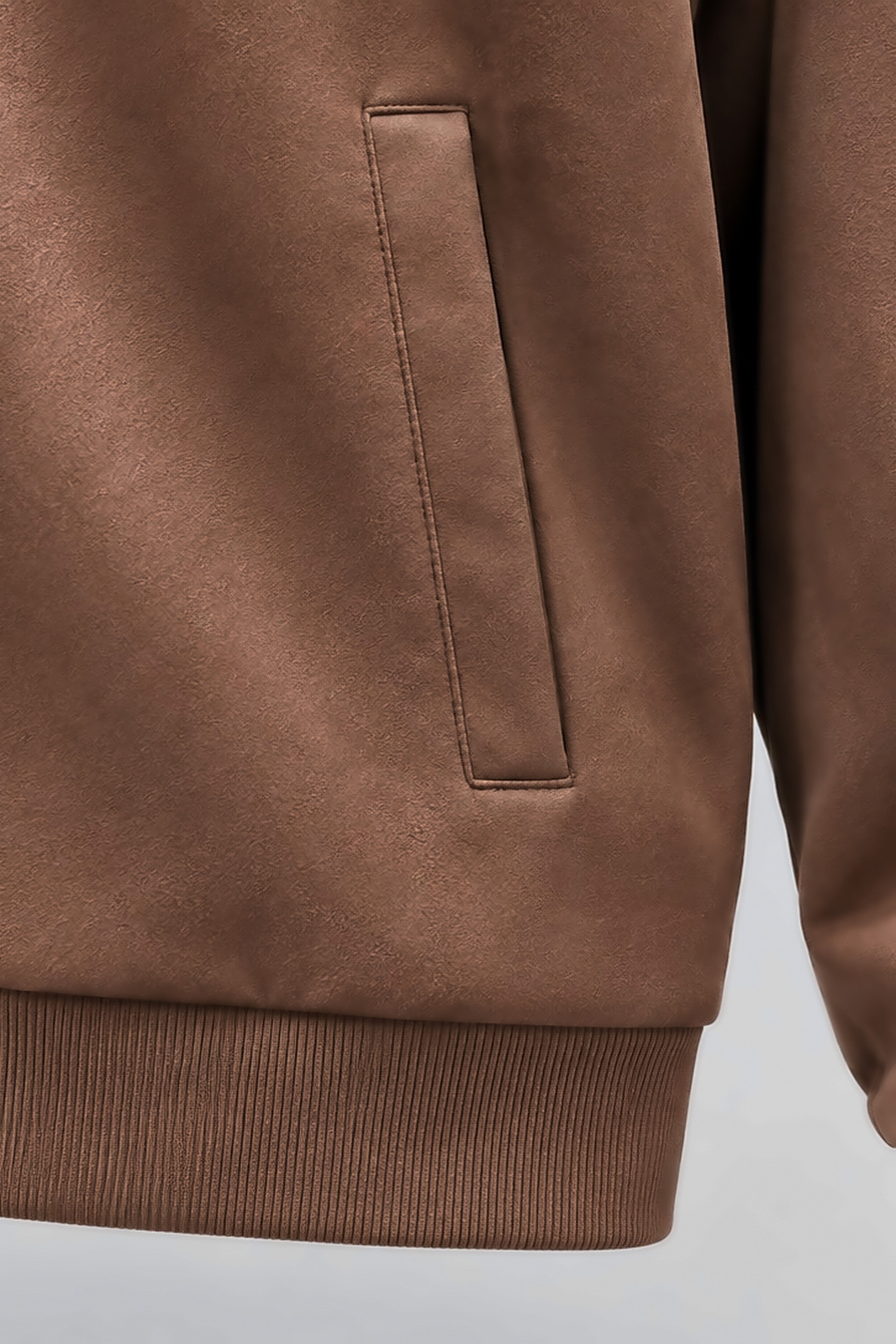 Dark Brown Suede Bomber Jacket Secondary image