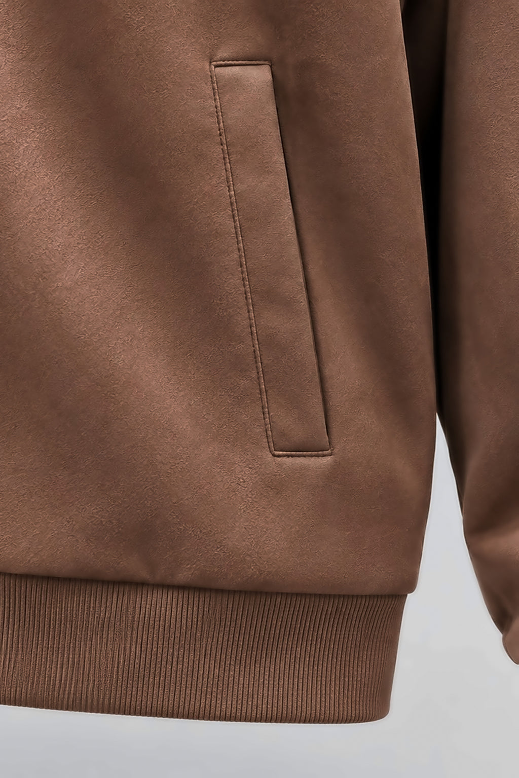 Dark Brown Suede Bomber Jacket
