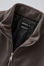 Grey Wool Zip-Up Utility Jacket