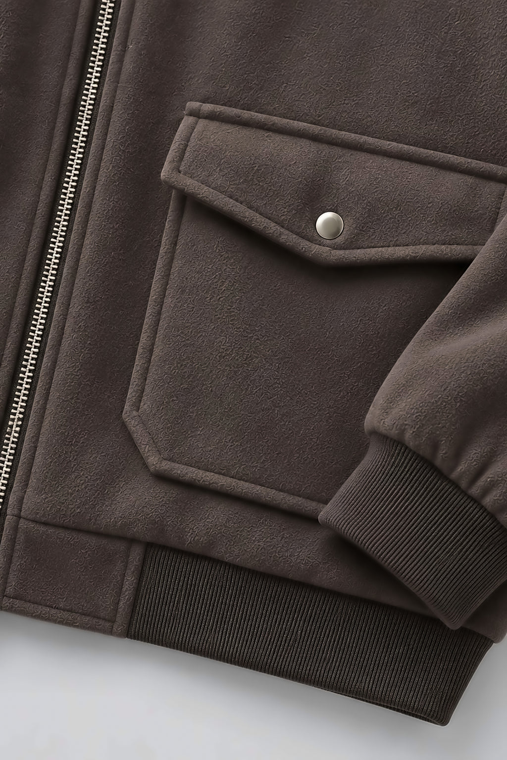 Grey Wool Zip-Up Utility Jacket