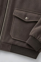 Grey Wool Zip-Up Utility Jacket