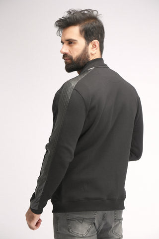 ZIPPER FLEECE WITH NECK & ARM KNITT RIBBED - Brackets