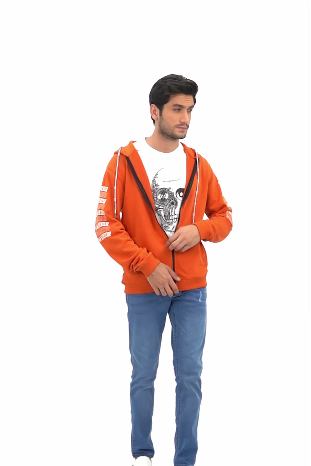 RUST HOODIE WITH GEL PRINT