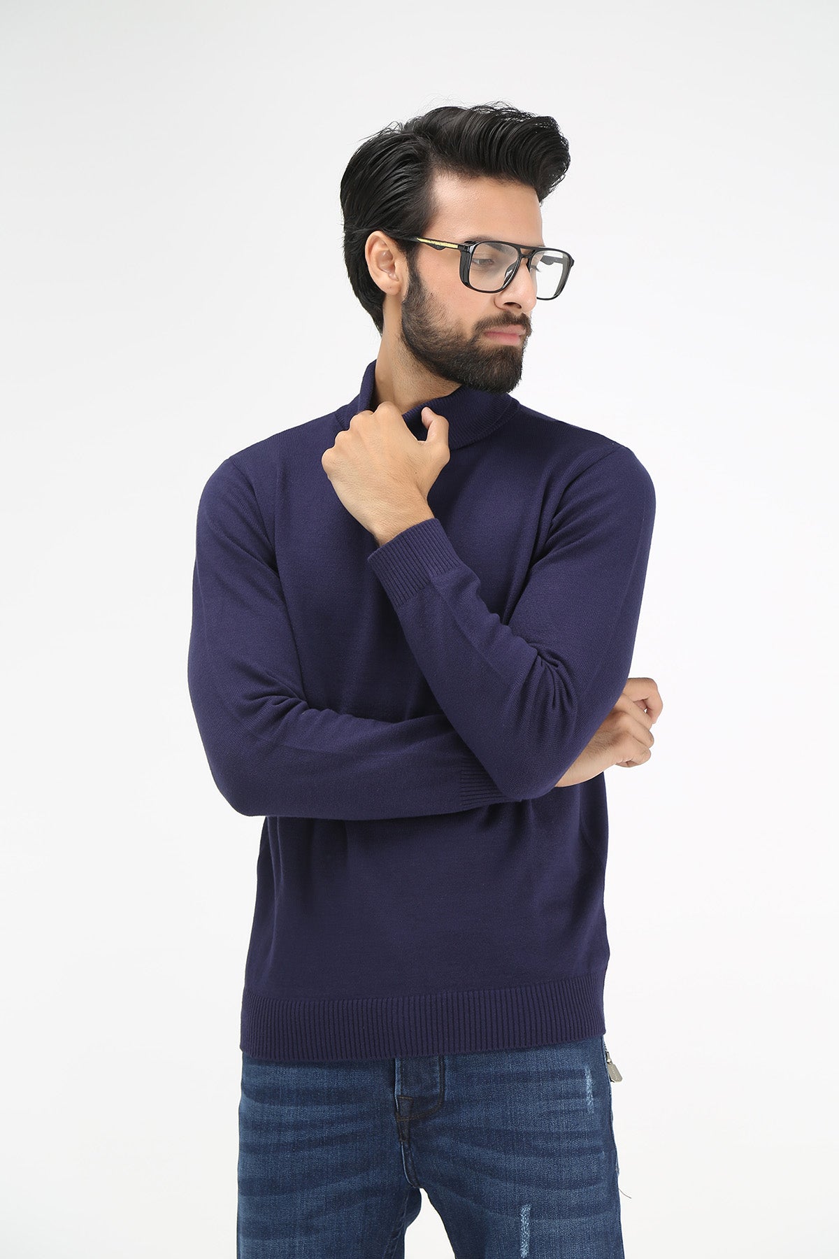 HIGH NECK- NAVY - Brackets