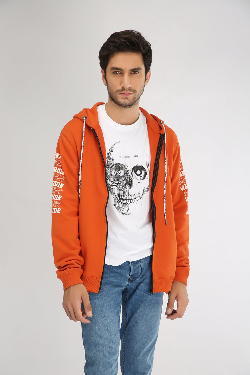 RUST HOODIE WITH GEL PRINT - Brackets
