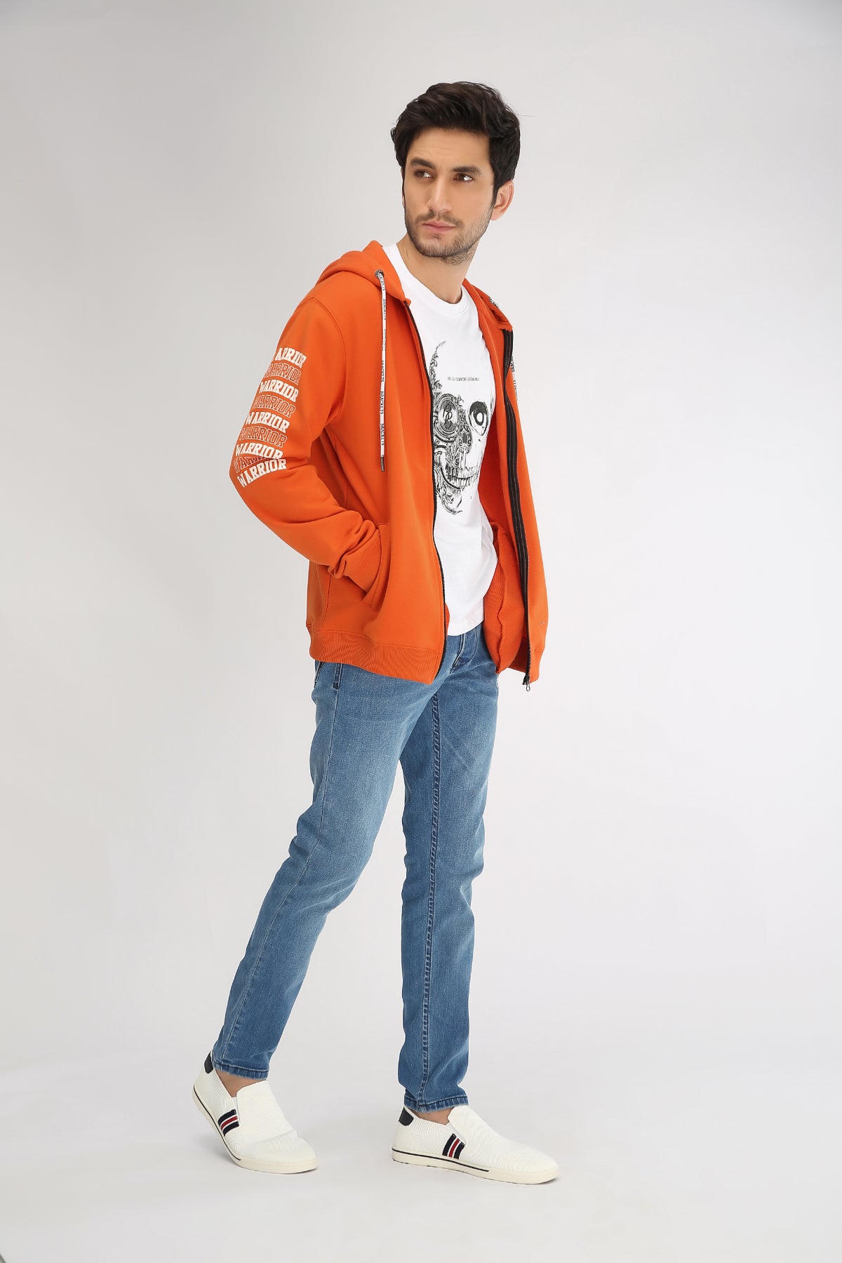 RUST HOODIE WITH GEL PRINT - Brackets